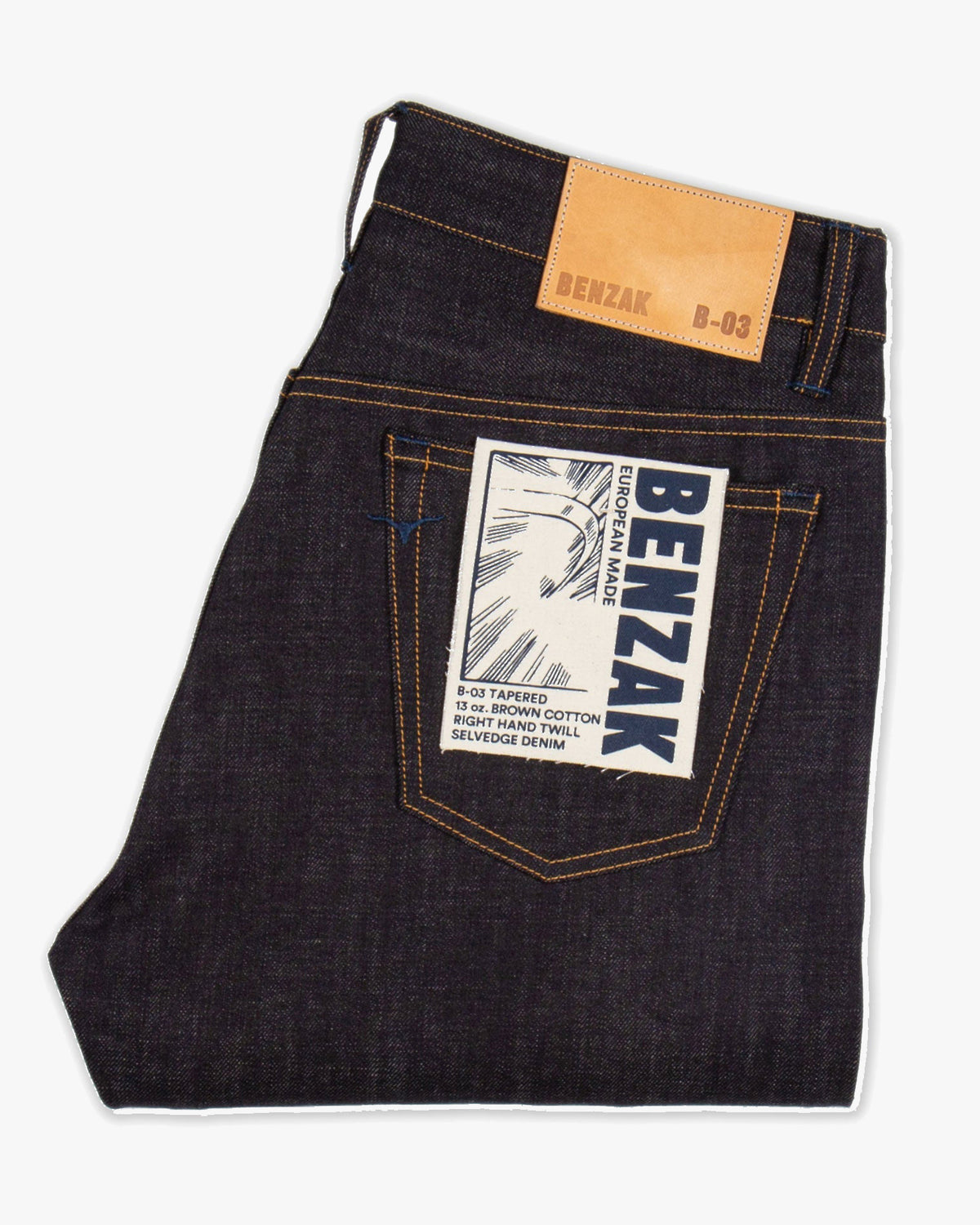 Benzak Denim Developers B-03 Regular Tapered Mens Jeans - 13oz Brown Cotton Selvedge