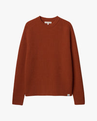 Merz b. Schwanen BLADE02 Merino Wool & Cashmere Relaxed Waffle Pullover - Rust
