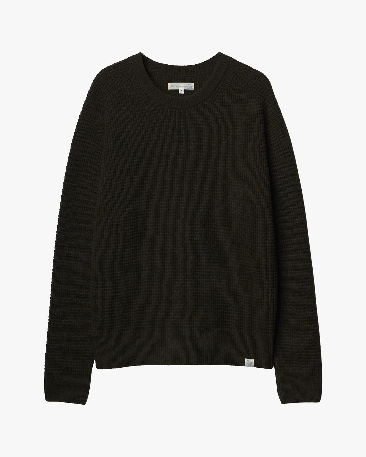 Merz b. Schwanen BLADE02 Merino Wool & Cashmere Relaxed Waffle Pullover - Forest