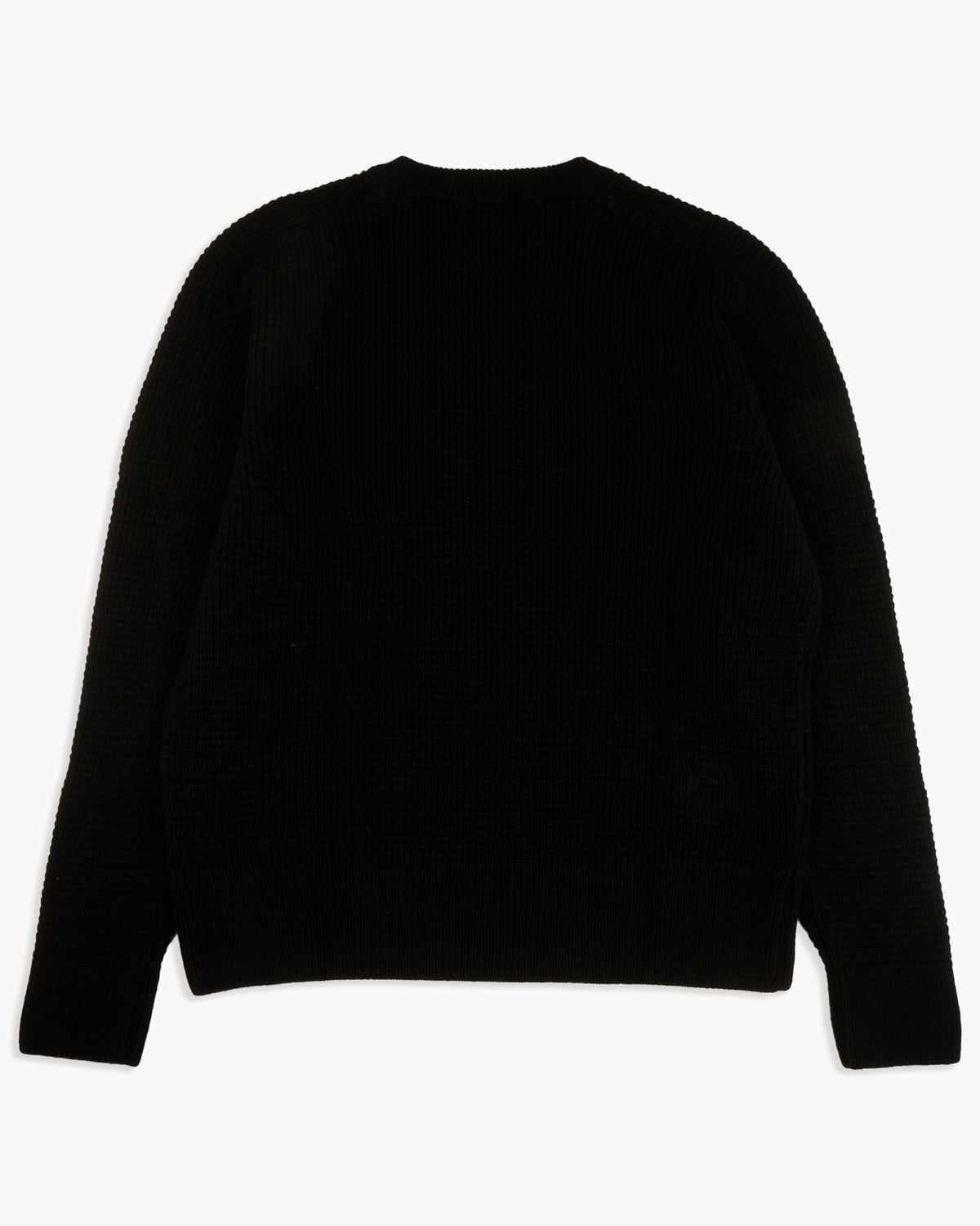 Merz b. Schwanen Good Basics BLADE02 Merino Wool & Cashmere Relaxed Waffle Pullover - Deep Black | Merz b. Schwanen Sweaters & Knitwear | JEANSTORE