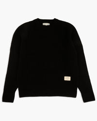 Merz b. Schwanen Good Basics BLADE02 Merino Wool & Cashmere Relaxed Waffle Pullover - Deep Black | Merz b. Schwanen Sweaters & Knitwear | JEANSTORE