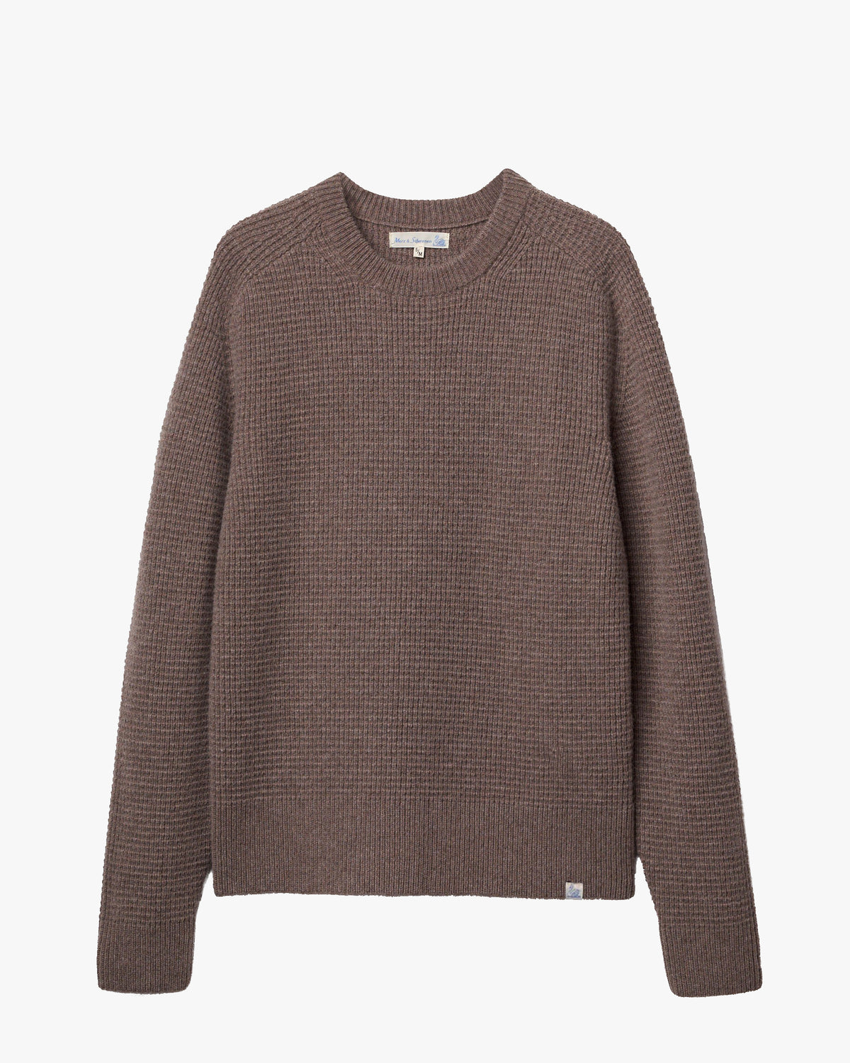 Merz b. Schwanen BLADE02 Merino Wool & Cashmere Relaxed Waffle Pullover - Grain