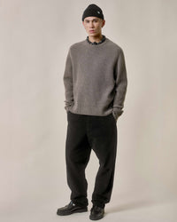 Merz b. Schwanen BLADE02 Merino Wool & Cashmere Relaxed Waffle Pullover - Grain
