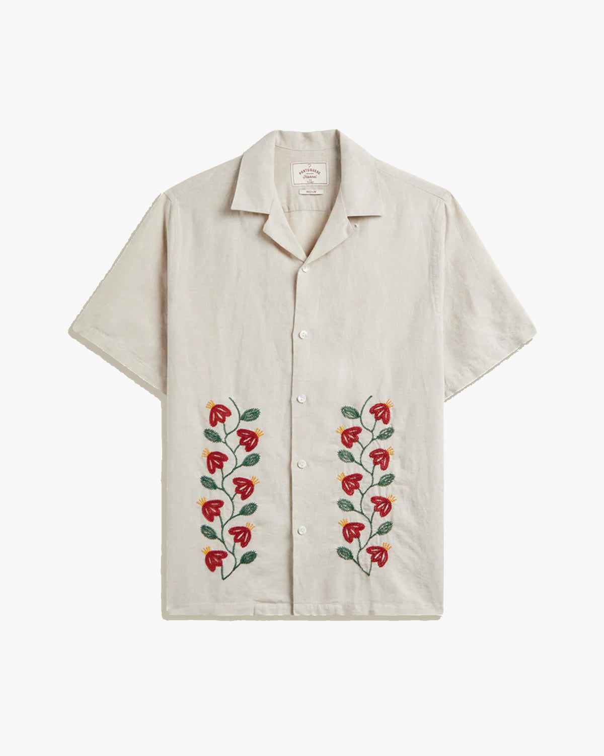 Portuguese Flannel Branch Embroidery Shirt - Ecru
