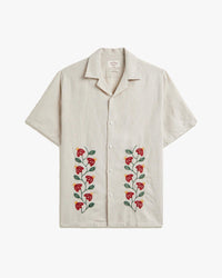Portuguese Flannel Branch Embroidery Shirt - Ecru