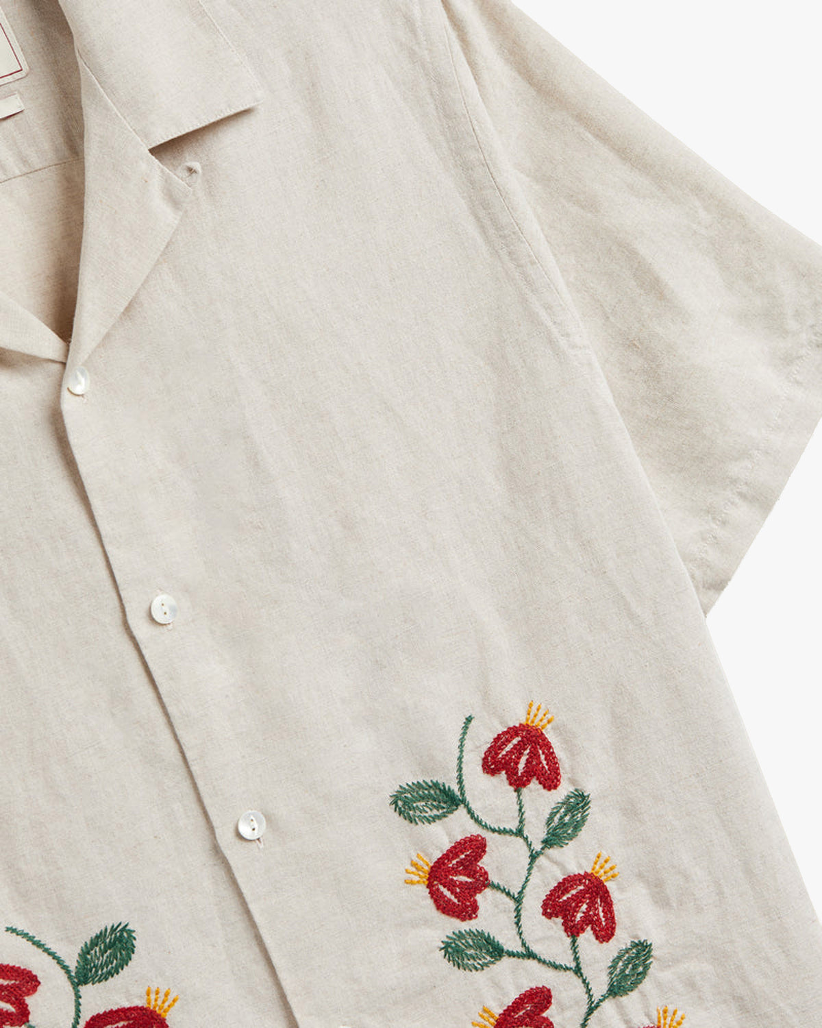 Portuguese Flannel Branch Embroidery Shirt - Ecru