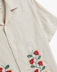 Portuguese Flannel Branch Embroidery Shirt - Ecru