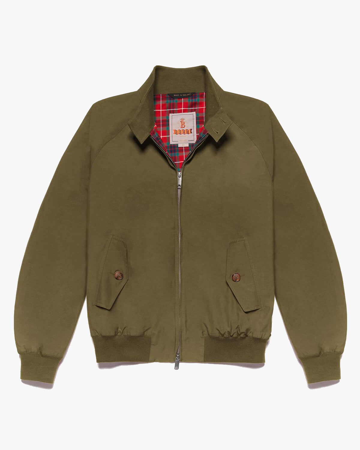 baracuta g9 harrington jacket in beech, front view full jacket