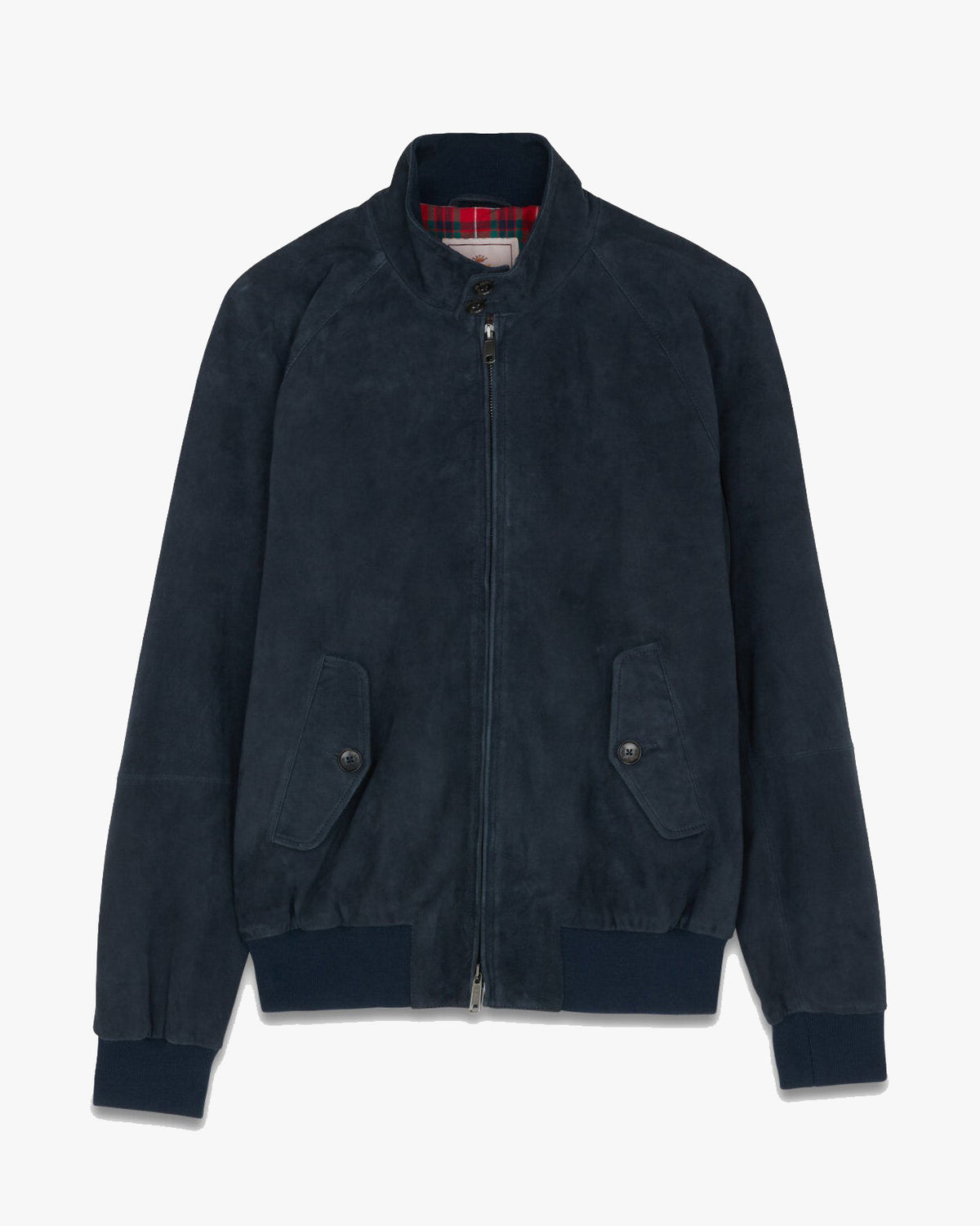baracuta g9 suede harrington jacket navy front view