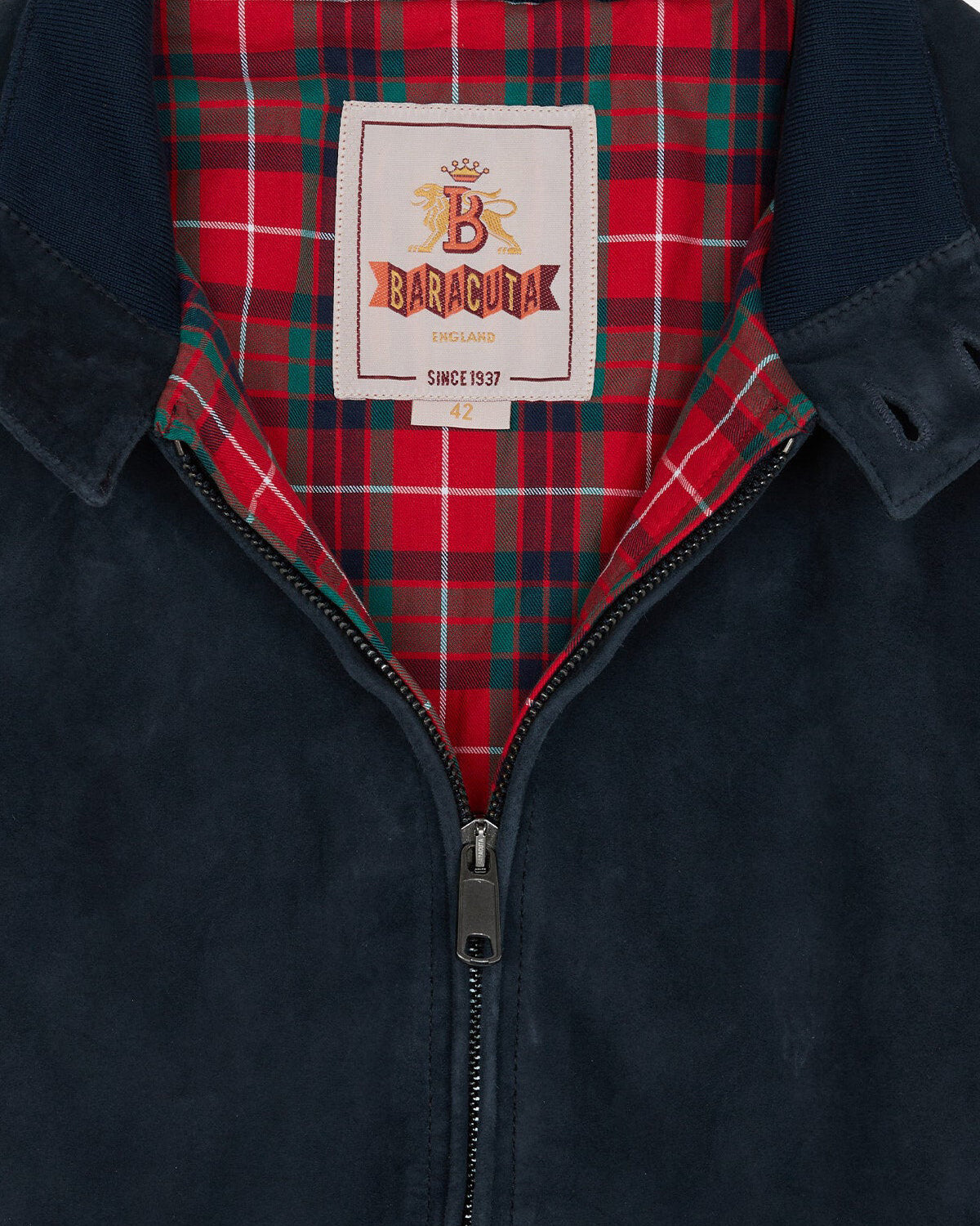 Baracuta G9 Suede Harrington Jacket - Navy | Baracuta Jackets & Coats | JEANSTORE