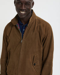 Baracuta G9 Suede Harrington Jacket - Dark Olive | Baracuta Jackets & Coats | JEANSTORE