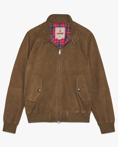 Baracuta G9 Suede Harrington Jacket - Dark Olive