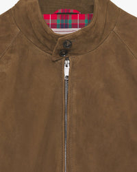Baracuta G9 Suede Harrington Jacket - Dark Olive | Baracuta Jackets & Coats | JEANSTORE