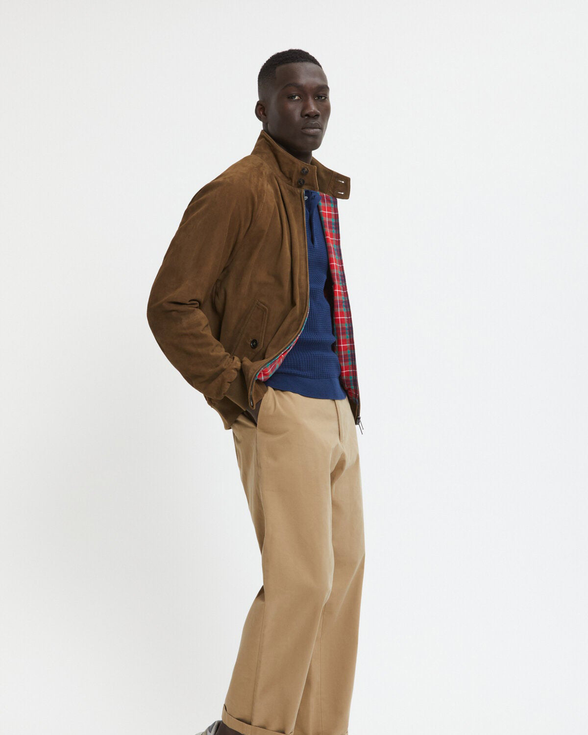 Baracuta G9 Suede Harrington Jacket - Dark Olive | Baracuta Jackets & Coats | JEANSTORE