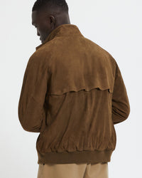 Baracuta G9 Suede Harrington Jacket - Dark Olive | Baracuta Jackets & Coats | JEANSTORE