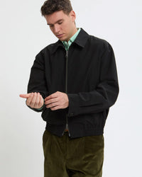 mens baracuta g18 harrington jacket black worn by model casual styling