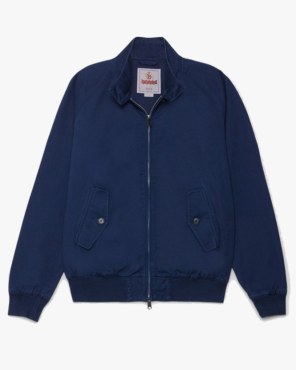 baracuta g9 twill harrington jacket navy front view