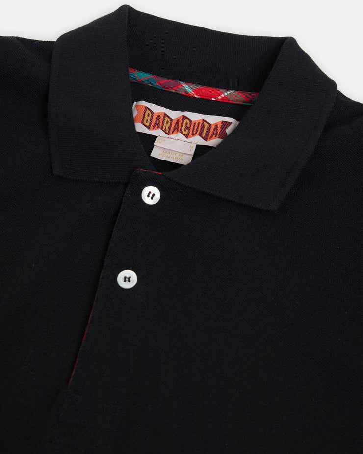 Baracuta Tartan Placket Polo Shirt - Black