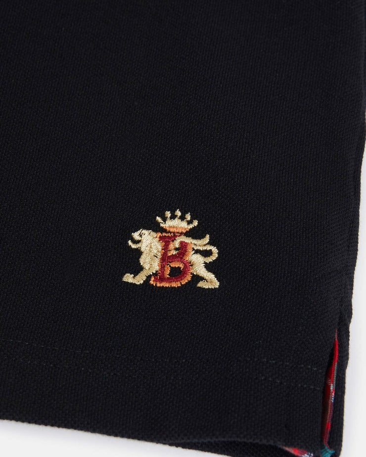 Baracuta Tartan Placket Polo Shirt - Black