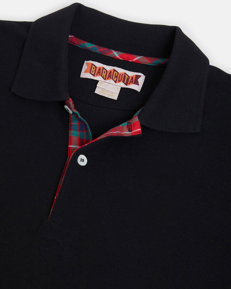 Baracuta Tartan Placket Polo Shirt - Black