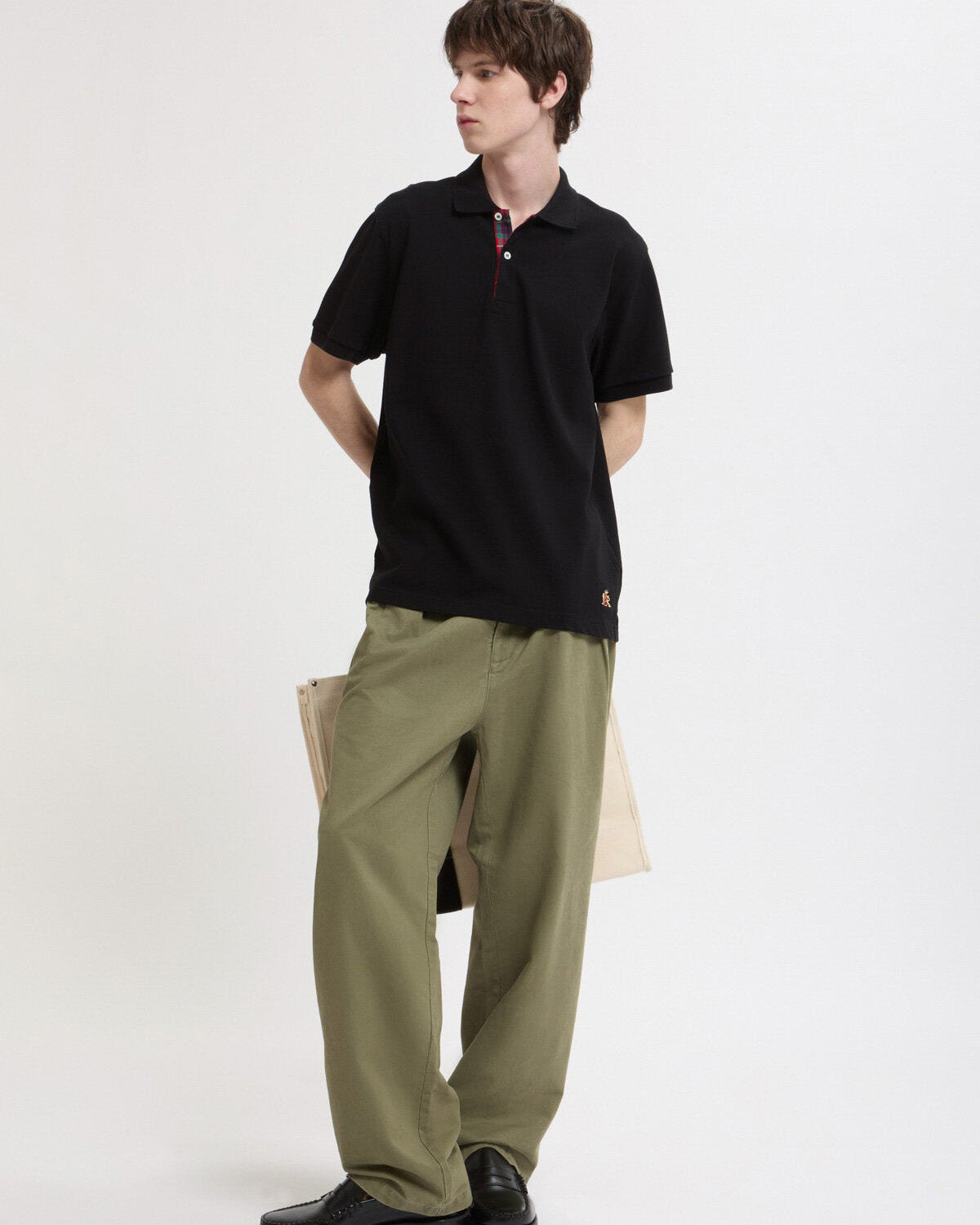 Baracuta Tartan Placket Polo Shirt - Black