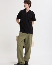 Baracuta Tartan Placket Polo Shirt - Black