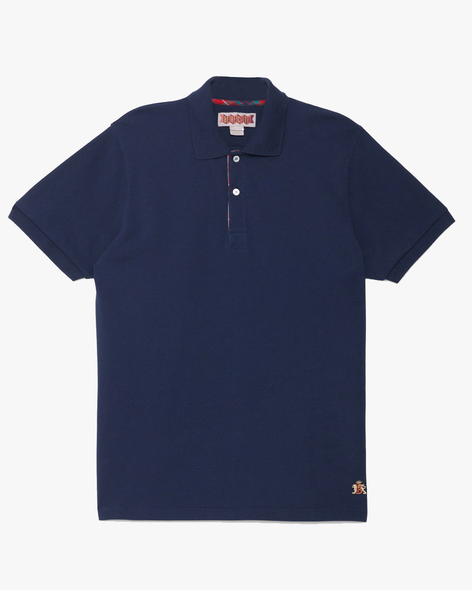 Baracuta Tartan Placket Polo Shirt - Navy | Baracuta Polo Shirts | JEANSTORE