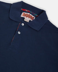 Baracuta Tartan Placket Polo Shirt - Navy | Baracuta Polo Shirts | JEANSTORE