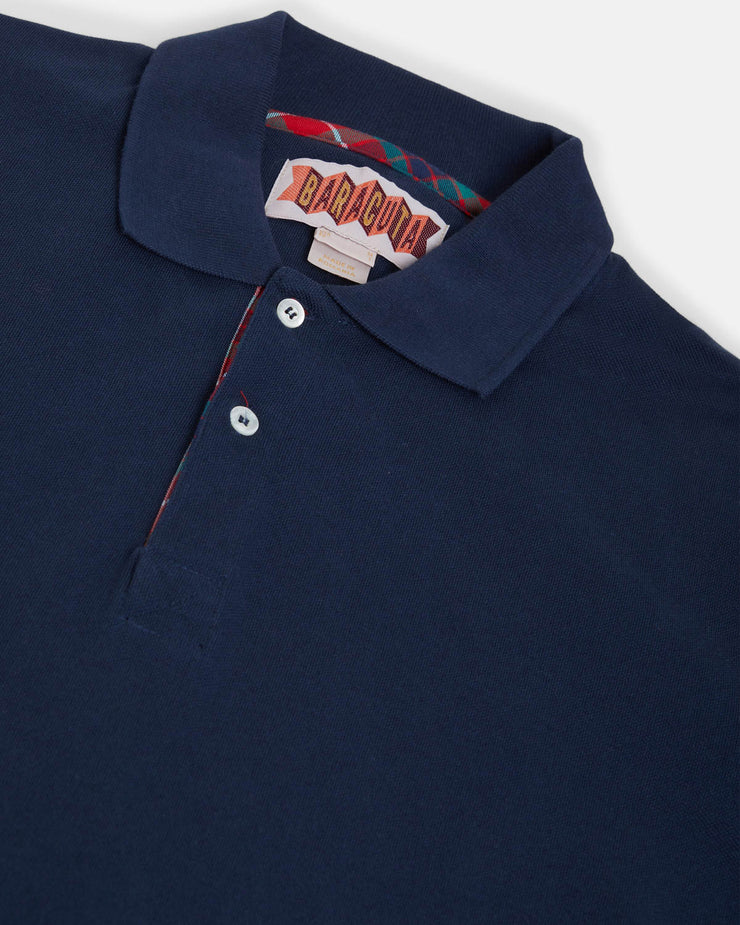 Baracuta Tartan Placket Polo Shirt - Navy