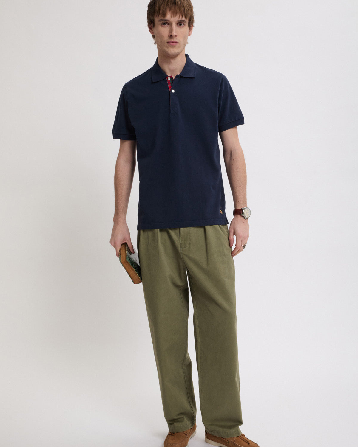 Baracuta Tartan Placket Polo Shirt - Navy | Baracuta Polo Shirts | JEANSTORE