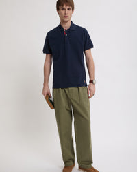 Baracuta Tartan Placket Polo Shirt - Navy | Baracuta Polo Shirts | JEANSTORE