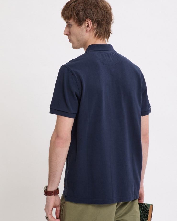 Baracuta Tartan Placket Polo Shirt - Navy