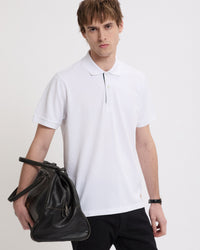 baracuta bone white polo shirt worn full outfit view on model