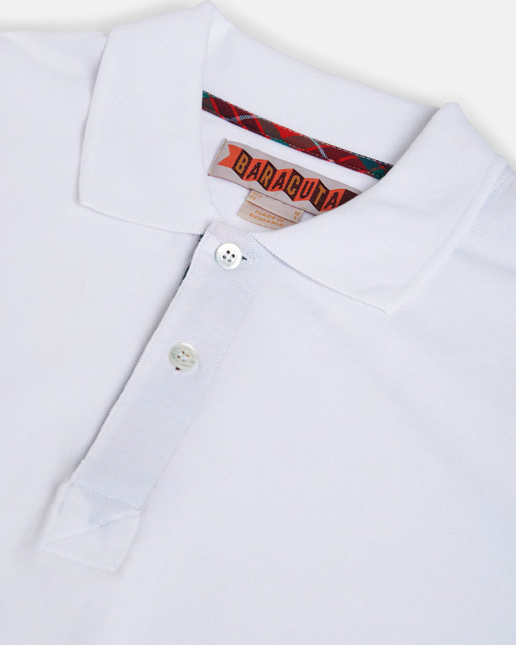 Baracuta Tartan Placket Polo Shirt - Bone White