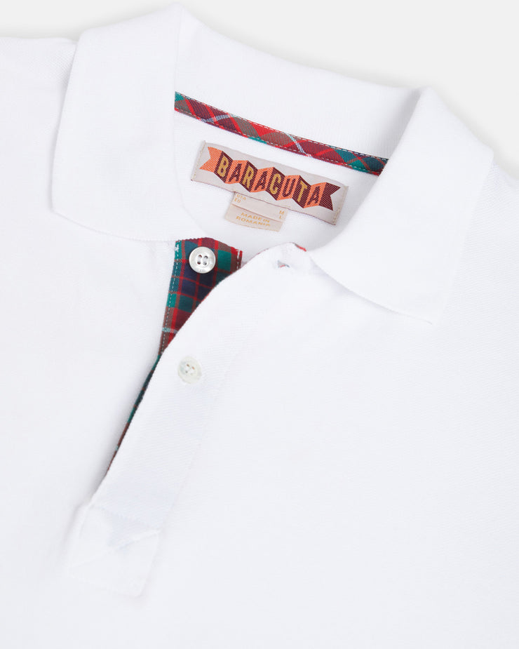 Baracuta Tartan Placket Polo Shirt - Bone White