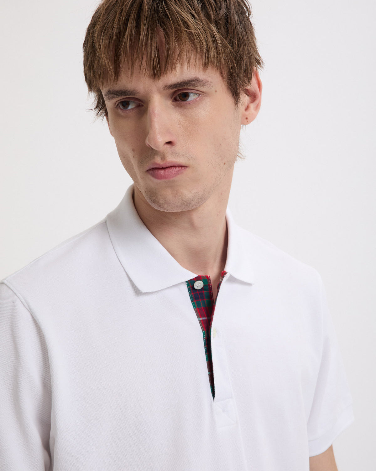 baracuta polo shirt bone white close up of collar and placket