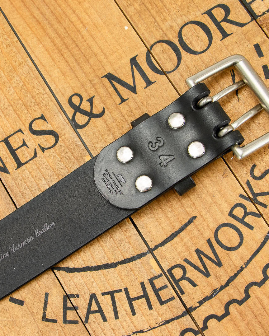Barnes and Moore Harness Leather Heavyweight Belt - Black / Nickel | Barnes and Moore Belts | JEANSTORE