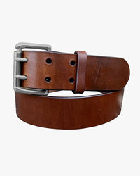 Barnes and Moore Oak Bark Leather Heavyweight Belt - Conker / Nickel
