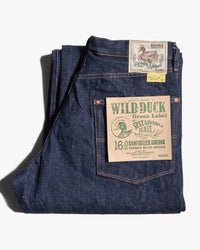 Big John Green Label M1012RC Wild Duck Wide Straight Selvedge Jeans - Indigo Onewash