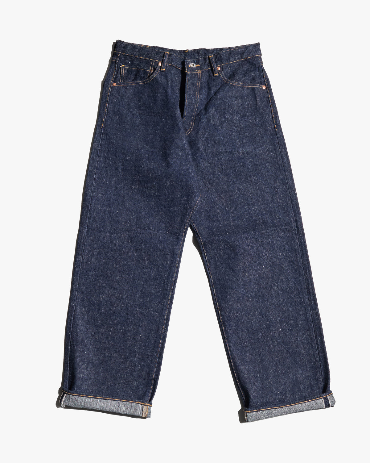 Big John Green Label M1012RC Wild Duck Wide Straight Selvedge Jeans - Indigo Onewash