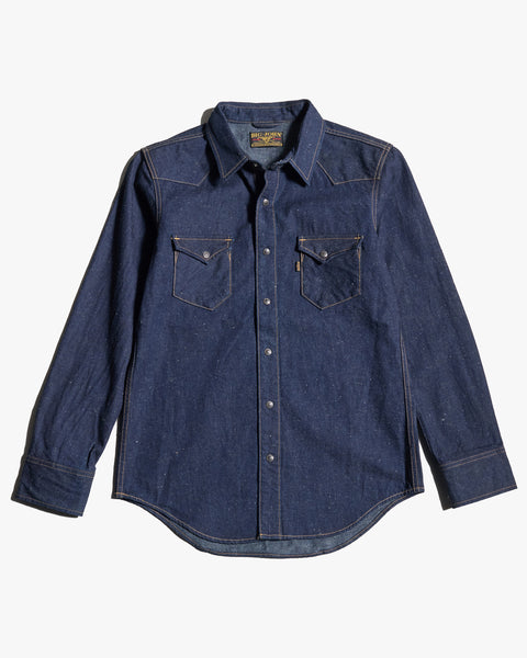 Big John MS004E 10oz Selvedge Denim Work Shirt - Vintage Neppy Indigo