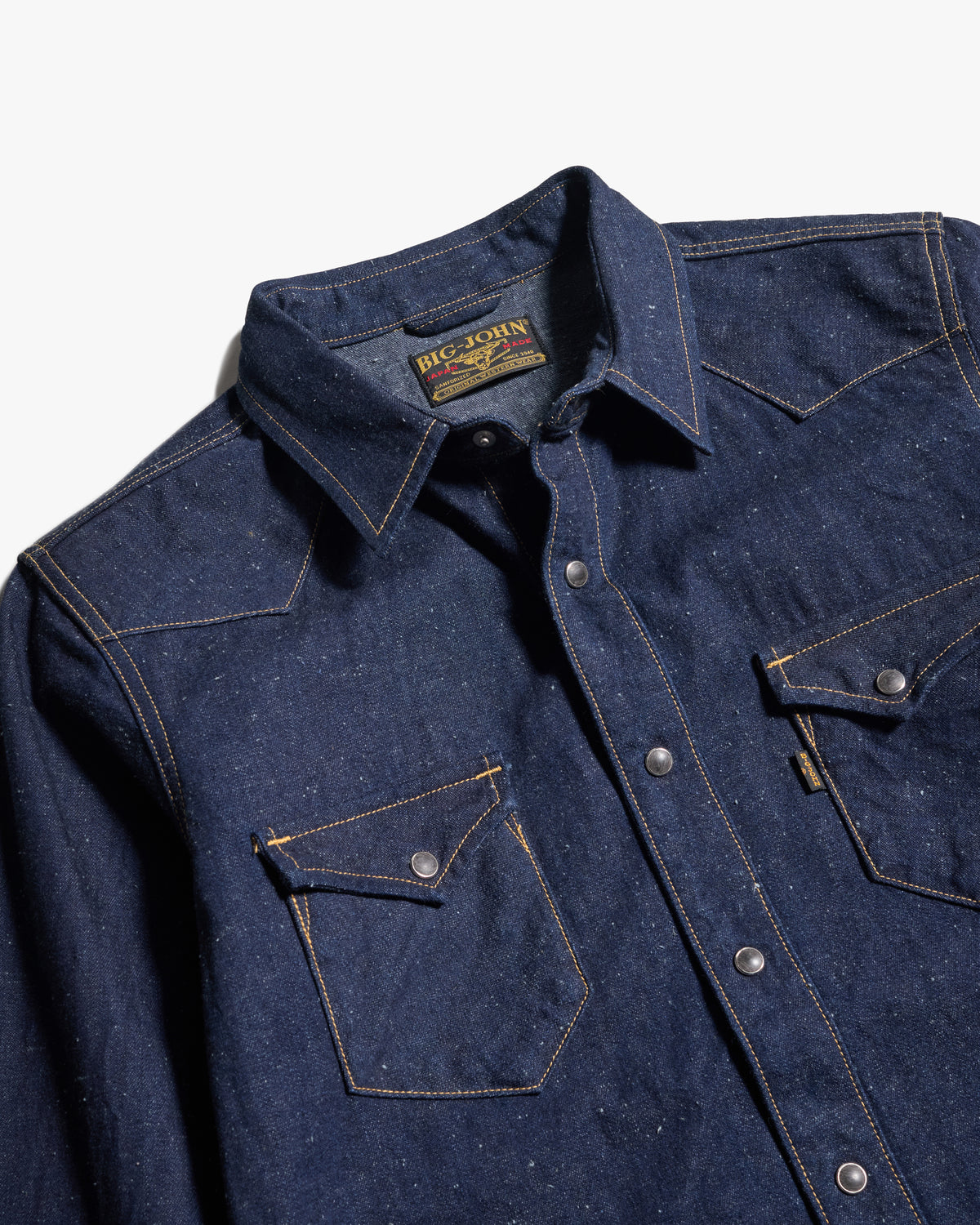 Big John MS004E 10oz Selvedge Denim Work Shirt - Vintage Neppy Indigo | Big John Shirts | JEANSTORE