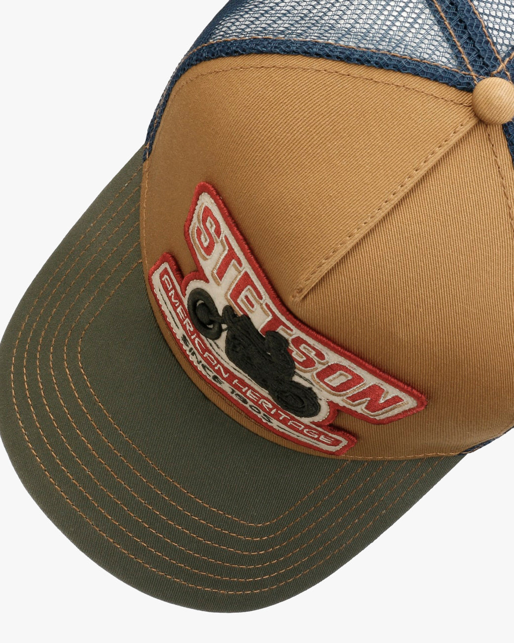 Stetson Motorcycle Trucker Cap - Beige / Olive | Stetson Hats | JEANSTORE