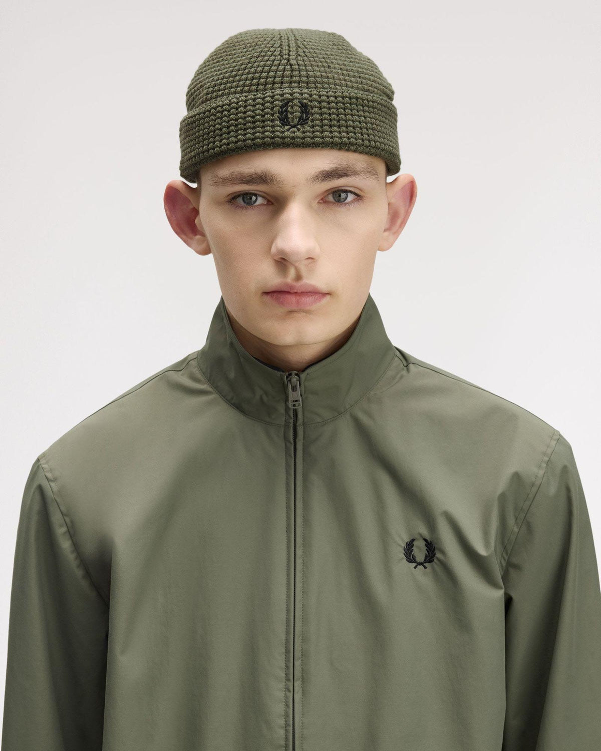Fred Perry Waffle Beanie - Laurel Wreath Green