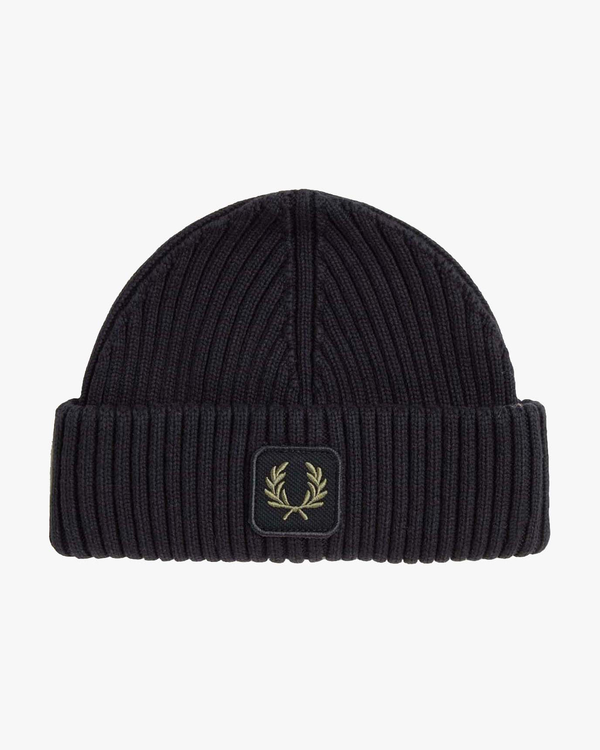 Fred Perry Cotton Ribbed Beanie - Black