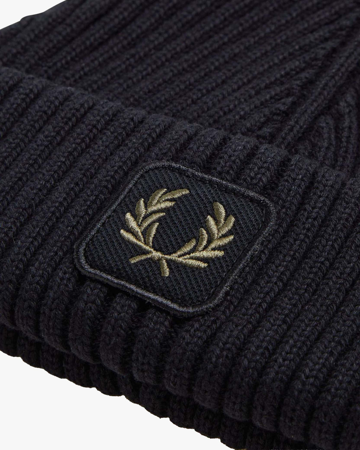 Fred Perry Cotton Ribbed Beanie - Black