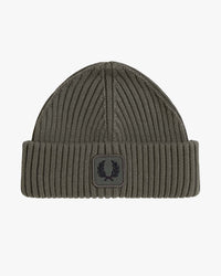Fred Perry Cotton Ribbed Beanie - Field Green