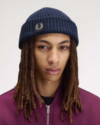 Fred Perry Cotton Ribbed Beanie - Dark Airforce