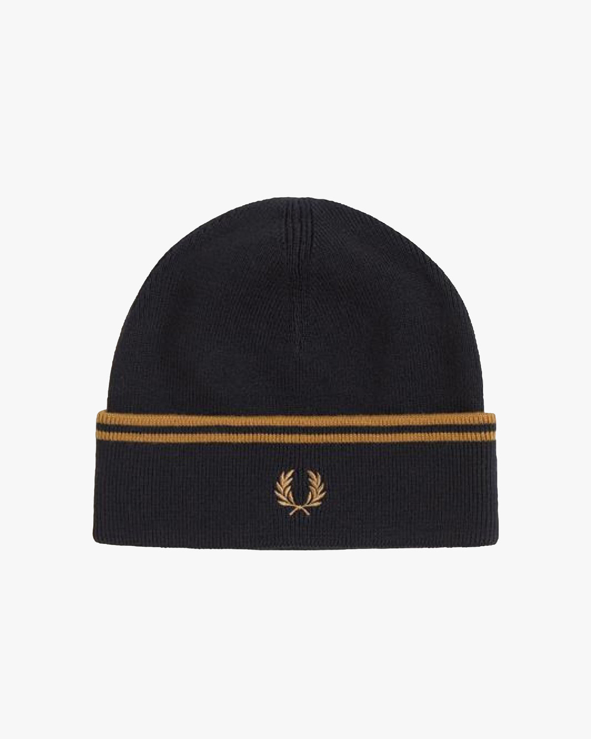 Fred Perry Twin Tipped Merino Wool Beanie - Black / Dark Caramel