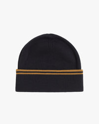 Fred Perry Twin Tipped Merino Wool Beanie - Black / Dark Caramel